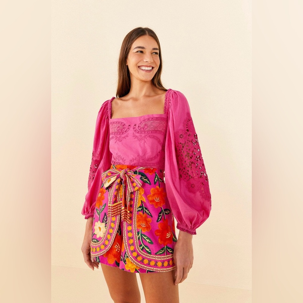 FARM Rio Pink Lace Blouse